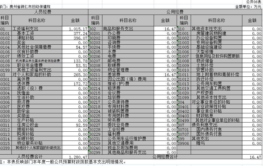 贵州省铜仁市妇幼保健计划生育服务中心2017年度部门决算