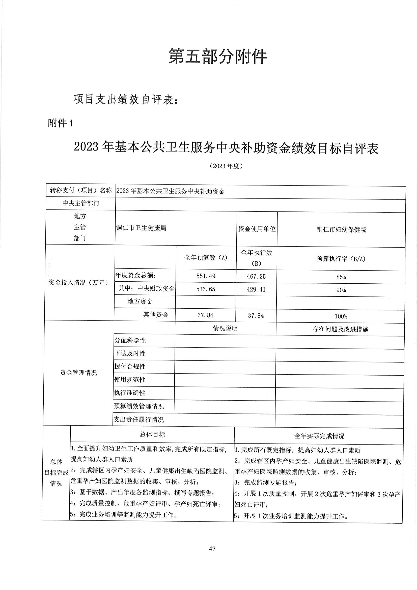 铜仁市妇幼保健院2023年部门决算公开说明